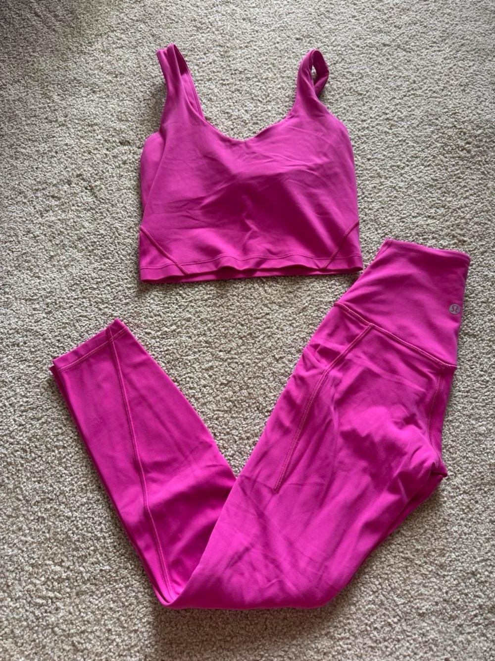 Women's Pink High-Waist Leggings & Crop Tank Set